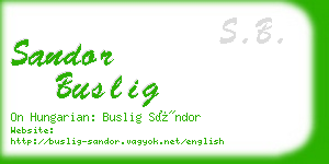 sandor buslig business card